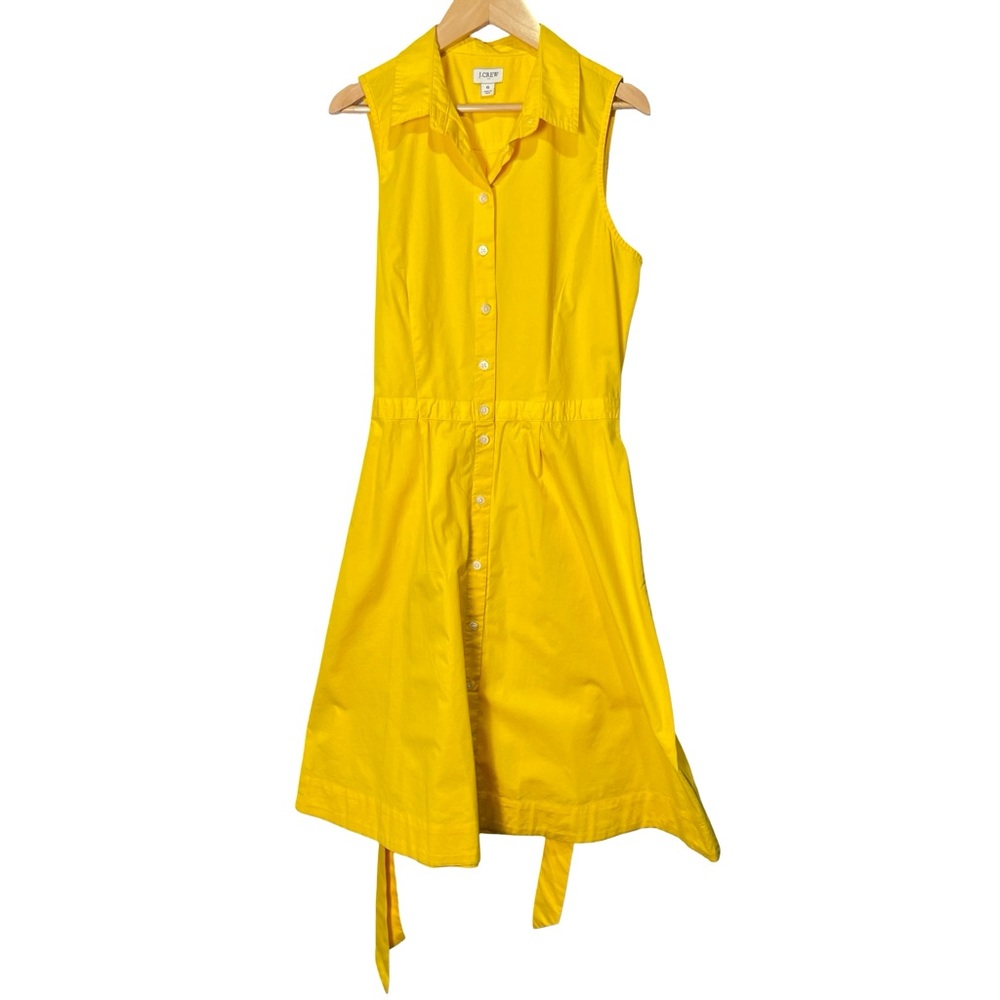 J. Crew Factory Sleeveless Tie-waist Shirtdress in Yellow, Size 6 - Picture 4 of 10